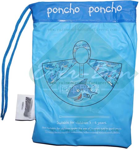 Blue PVC totes rain poncho packing bag